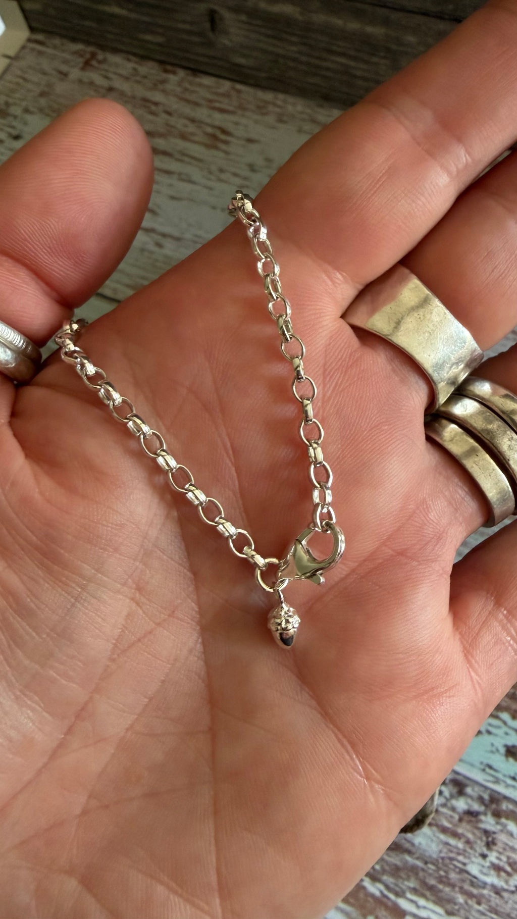 Acorn charm chain bracelet