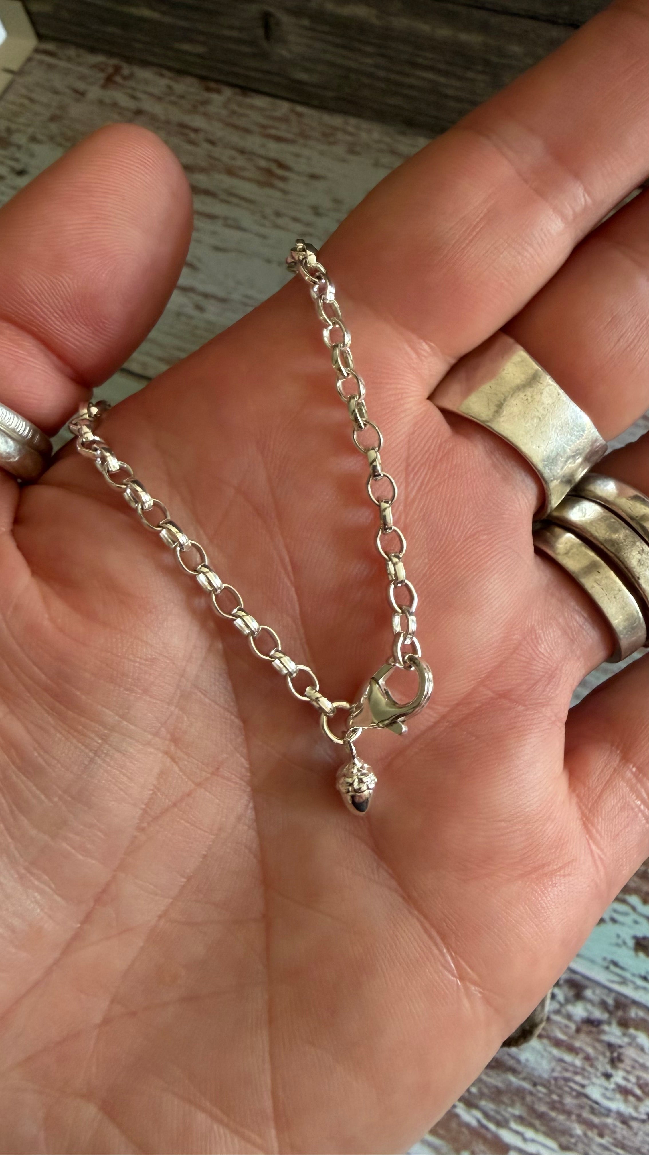 Acorn charm chain bracelet